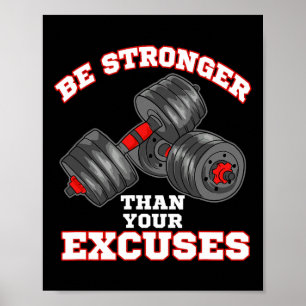 Sei stärker als deine Ausreden Lustiger Fitnessstu Poster