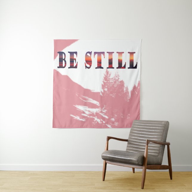 Sei Still Christlicher Minimalist Wandteppich (Beispiel)