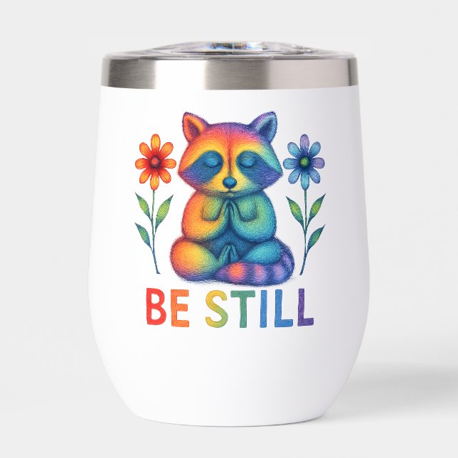 Sei still - Meditation & Gebet Rainbow Raccoon (Vorderseite)