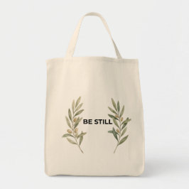 Sei Still Minimalistischer Olivenzweig Christliche Tragetasche