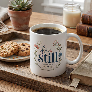 Sei still Psalm 46:10 Floral Kaffeetasse