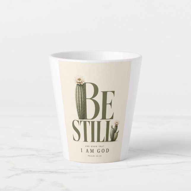 SEI STILL | Psalm 46:10 | Warm Cream Milchtasse (Vorderseite)