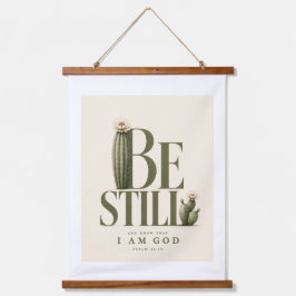SEI STILL | Psalm 46:10 | Warm Cream Wandteppich Mit Holzrahmen