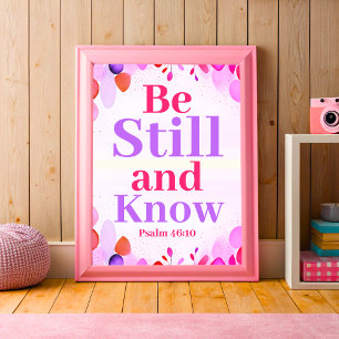 Sei still und kenne Boho Christliche Teenager-Mädc Poster