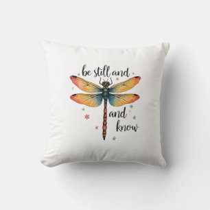 Sei still und kenne Florale Libelle Christlicher S Kissen