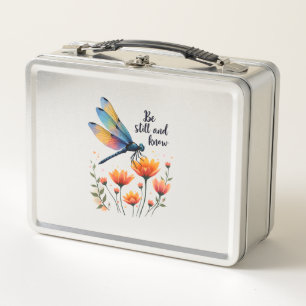 Sei still und kenne Florale Libelle Christlicher S Metall Brotdose