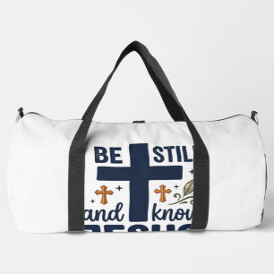 Sei still und kenne Jesus Christliche Typografie-S Duffle Bag
