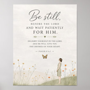 Sei still und warte geduldig Psalm 37 Christlich Poster