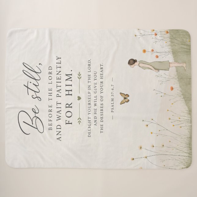Sei still und warte geduldig Psalm 37 Christlich  Sherpadecke (Vorderseite (Horizontal))