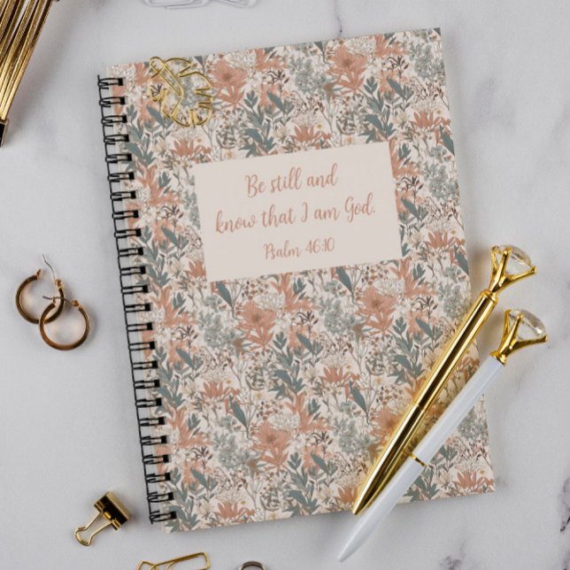 "Sei still und weißt, dass ich Gott bin" Notizblock ("Be Still and Know that I am God" Floral Notebook)