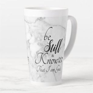 Sei still und wisse Bibelvers 46:10 Schwarzer Marm Milchtasse