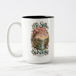 Sei still und wisse Psalm 46:10 Kirschblüten-Tasse Zweifarbige Tasse
