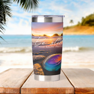 Sei stiller Strand Sonnenuntergang Achat Thermobecher
