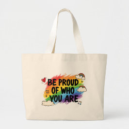 Sei stolz auf dich selbst Regenbogen-Zitat LGBTQ+ Jumbo Stoffbeutel