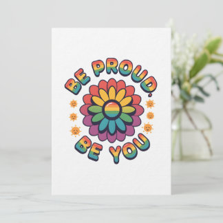 Sei stolz, sei du selbst – Retro-Regenbogen-Blumen Einladung