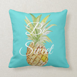 Sei süß Ananas Türkis Blau Aquarell Kissen