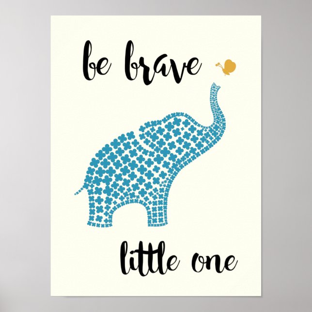 Sei tapfer Kleiner - Blue Baby Elephant Poster (Vorne)