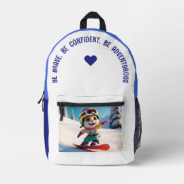 Sei tapfer, sei sicher, sei abenteuerlich bedruckter rucksack