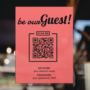Sei unser Gast Internet QR Code Password WIFI Poster