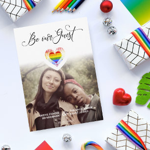 Sei unser Gast Pride Regenbogen Herz Lesbisch Gay Einladung