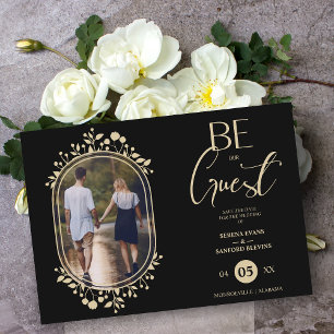 Sei unser Gast Schwarze Hochzeit Chic Floral Rahme Save The Date