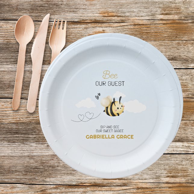 Sei unser Gast - Tasse und sieh Papierplatte Pappteller (Bee Theme Sip and See Paper Plates)