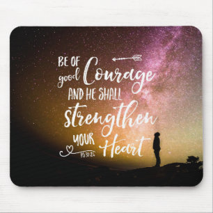 Sei von gutem Mut Nachthimmel - Psalm 31:24 Maus P Mousepad