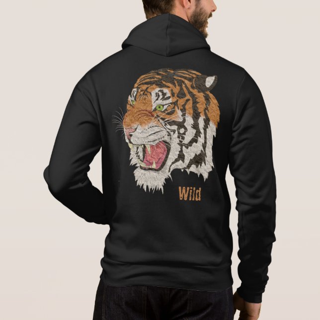 Sei wild phantastische Tigergrafik, die schwarz ze Hoodie (Rückseite)