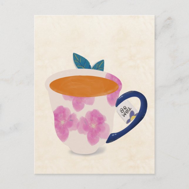 Sei Wohl Teetasse Postkarte (Vorderseite)