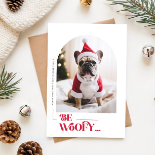 Sei Woofy Lustiger Hund Haustier Bogen Foto Weihna Feiertagskarte