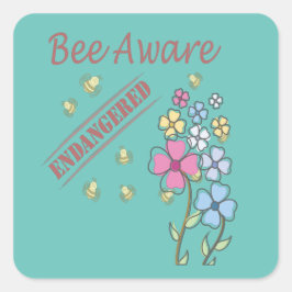 Seid aufmerksam - Rettet die Bienen Quadratischer Aufkleber