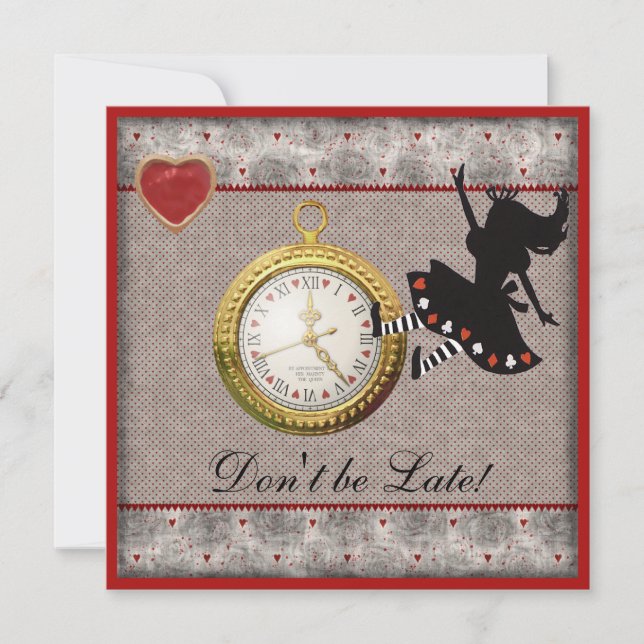 Seid keine verspätete Alice im Wunderland Geburtst Einladung (Vorderseite)