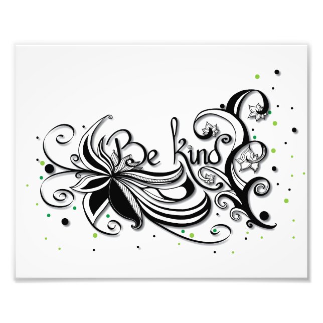 SEID KIND! Zitat zur inspirierenden Kalligrafie Fotodruck (Vorne)