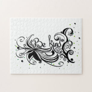 SEID KIND! Zitat zur inspirierenden Kalligrafie Puzzle