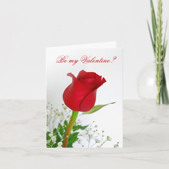 Seid mein Valentin? - ROTE ROSE Feiertagskarte (Vorderseite)