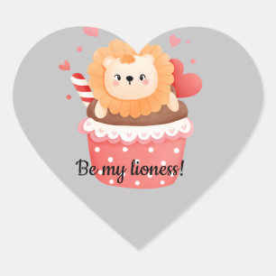 Seid meine Löwenvalentin-Einladung Herz-Aufkleber