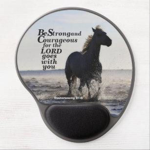 Seid stark und mutig Bibelverse Deut 31 Pferd Gel Mousepad