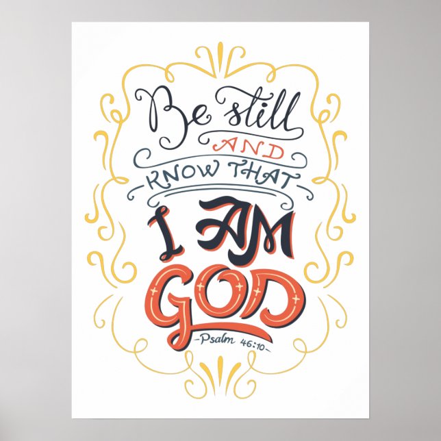 Seid still und wisst, dass ich Gott Psalm 46:10 bi Poster (Vorne)