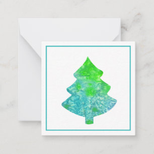 Seide Aqua & Grün Abstrakt Baum Mitteilungskarte
