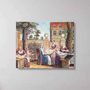 Seide-Making, graviert von J. Hinton Leinwanddruck