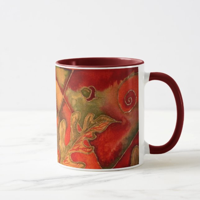Seide malte Eichel-Eichen-Blatt-Tasse durch Cyn Mc Tasse (Rechts)