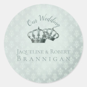 SeidenDamast - Hochzeitsticker Runder Aufkleber
