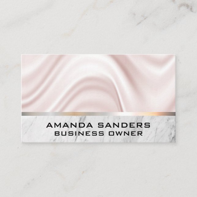 Seidendrapery | Marmorsilber Visitenkarte (Vorderseite)