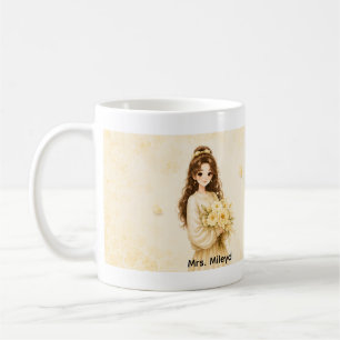 Seidene gelbe Blumen-Tasse zum Bearbeiten Kaffeetasse