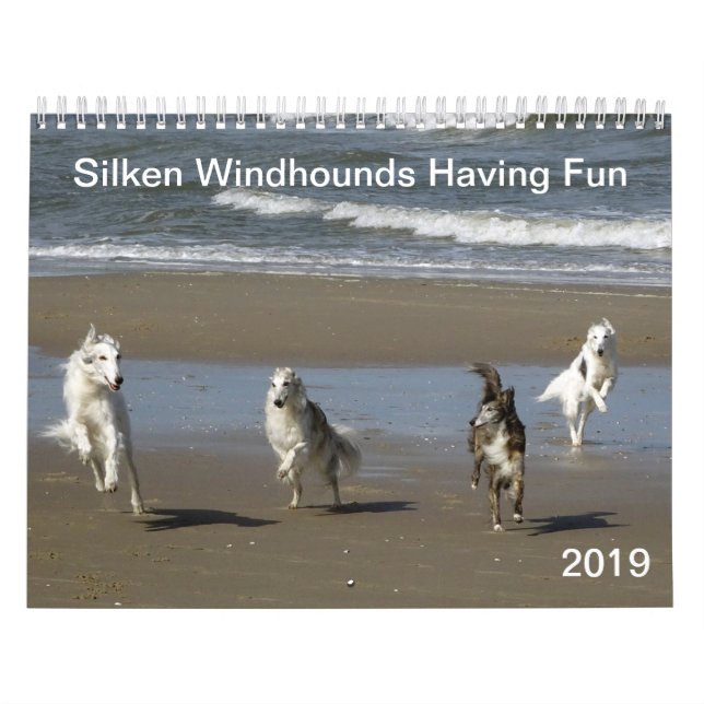 Seidenes Windhounds, das Spaß 2019 hat Kalender (Titelbild)