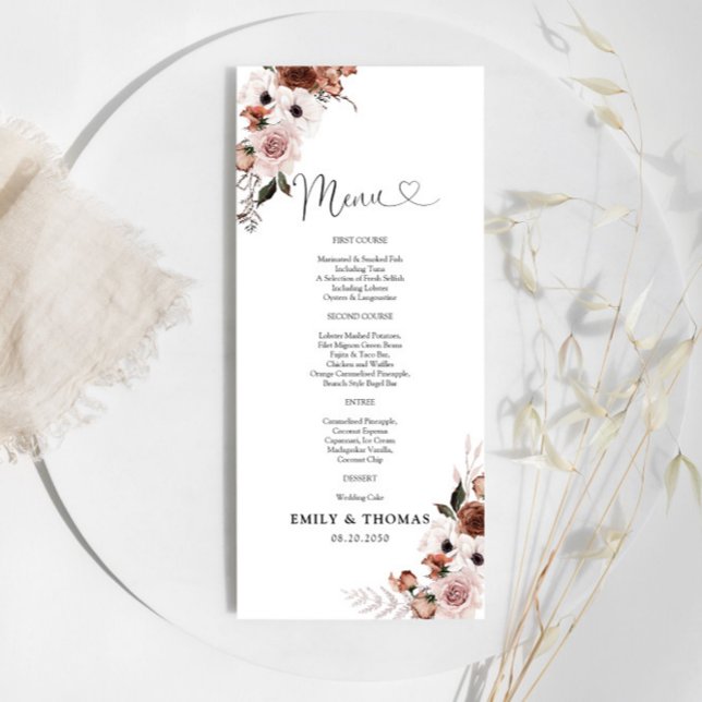 Seidenflorale Hochzeitsmenü Menükarte (Von Creator hochgeladen)