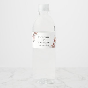 Seidenflorale Hochzeitswasserflaschen Wasserflaschenetikett