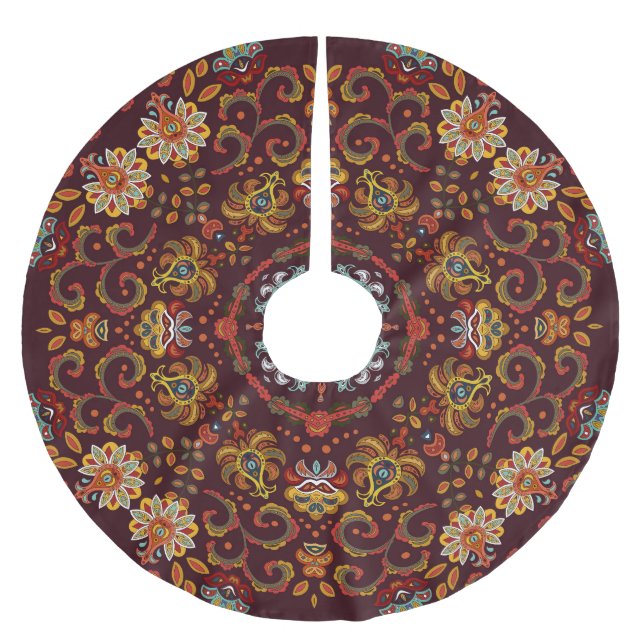Seidenhalsschal, östliches Muster Polyester Weihnachtsbaumdecke (Vorderseite)