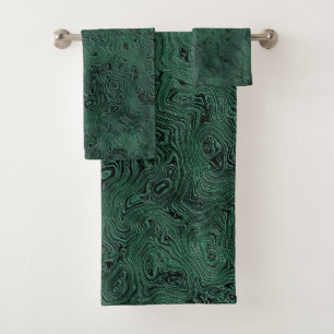Seidenmoire Kleines Muster in Forest Green Badhandtuch Set