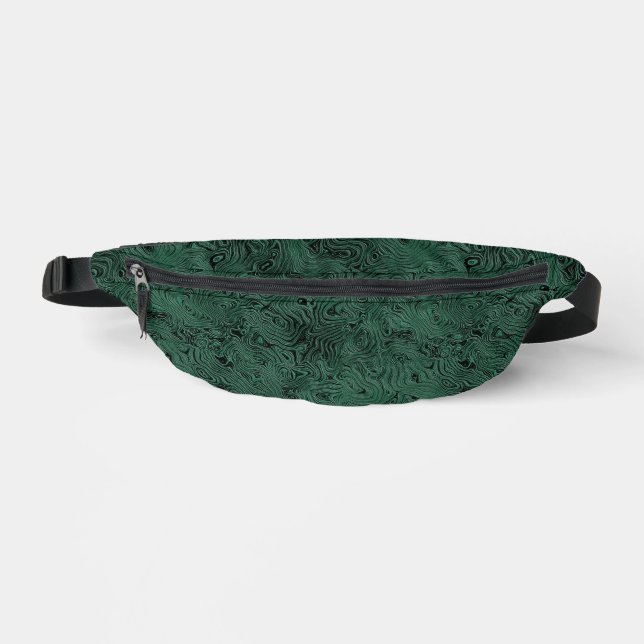Seidenmoire Kleines Muster in Forest Green Bauchtasche (Vorderseite)